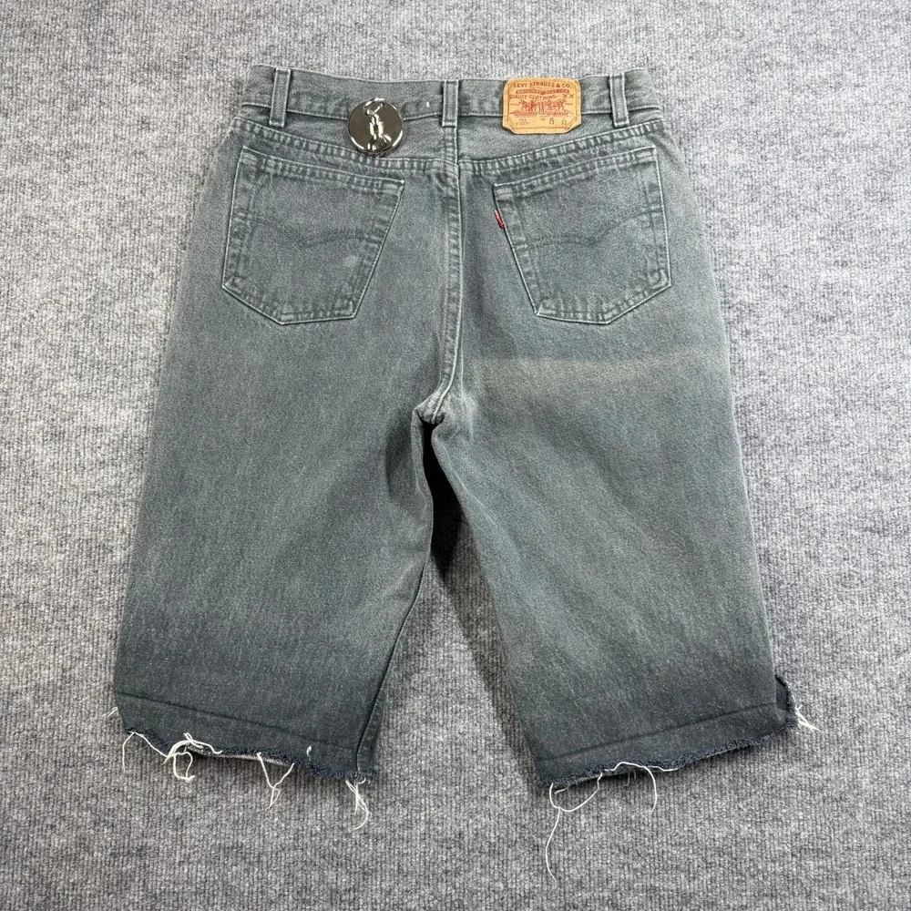 Vintage Levi's 701 Student Shorts Men's Gray Denim Frayed Hem USA Made -‎ 28X13
